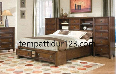 tempat tidur minimalis laci-laci mewah