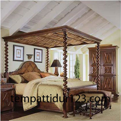 Jati Kanopi Mewah Set Kamar Antik Jepara