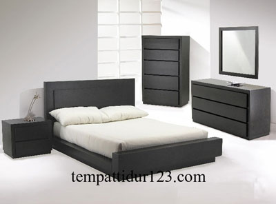 Bed Set Frame Minimalis Black